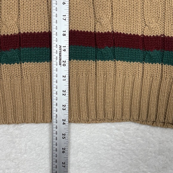 Arrow Sportswear Vintage Mens Cable Knit Sweater Vest Striped Tan Medium - Picture 6 of 7